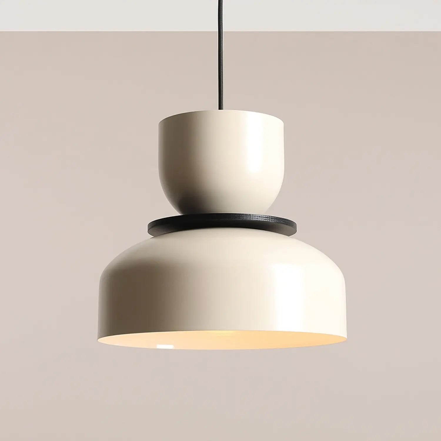 B-Ware Hängelampe Uto Pendelleuchte Deckenleuchte Creme Kabel Schwarz Metall 30 Cm - 5904798659097