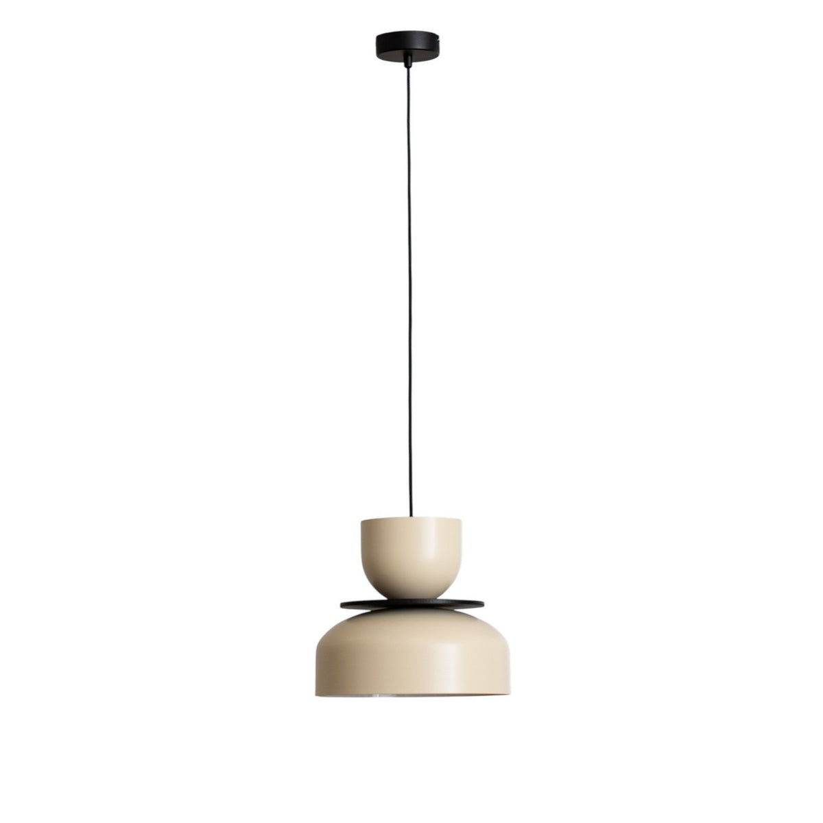 Hängelampe Uto Pendelleuchte Deckenleuchte creme Kabel schwarz Metall 30 cm - 5904798659097