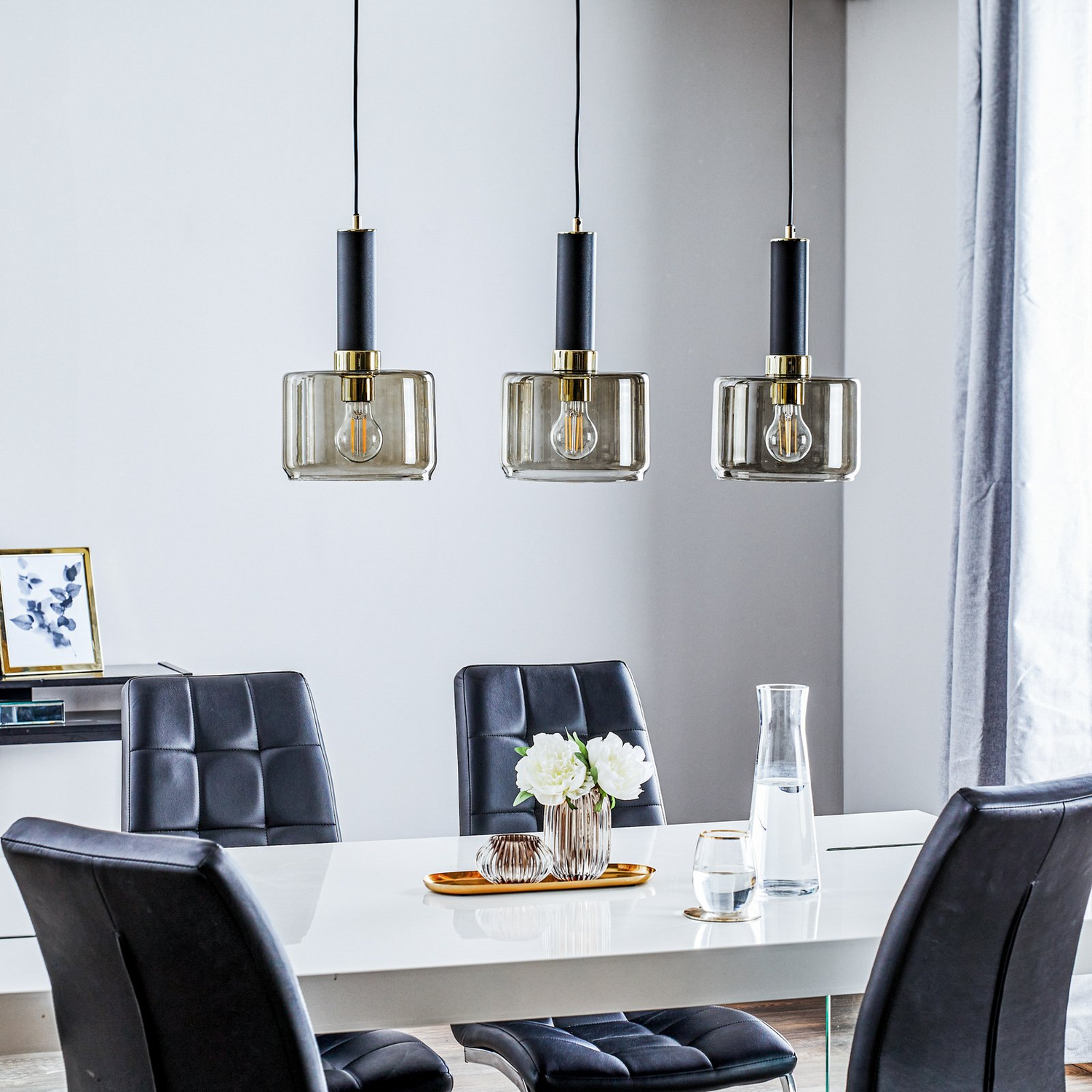Viva Hängelampe Pendelleuchte Lampe Leuchte Schwarz Messing 3flammig E27 Led B-Ware - 5905962018511