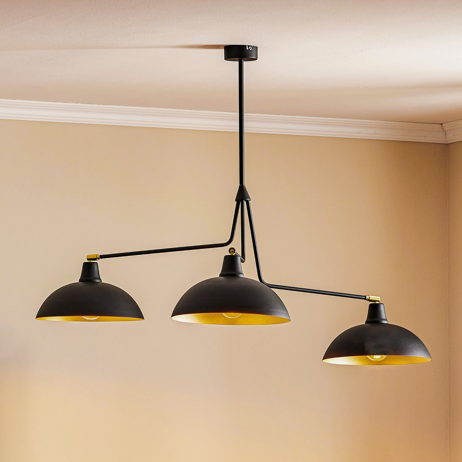B-Ware Hängeleuchte 1036 Dreiflammig Schwarz Gold E27 Hängelampe Lampe Leuchte Spot - 5904798650711
