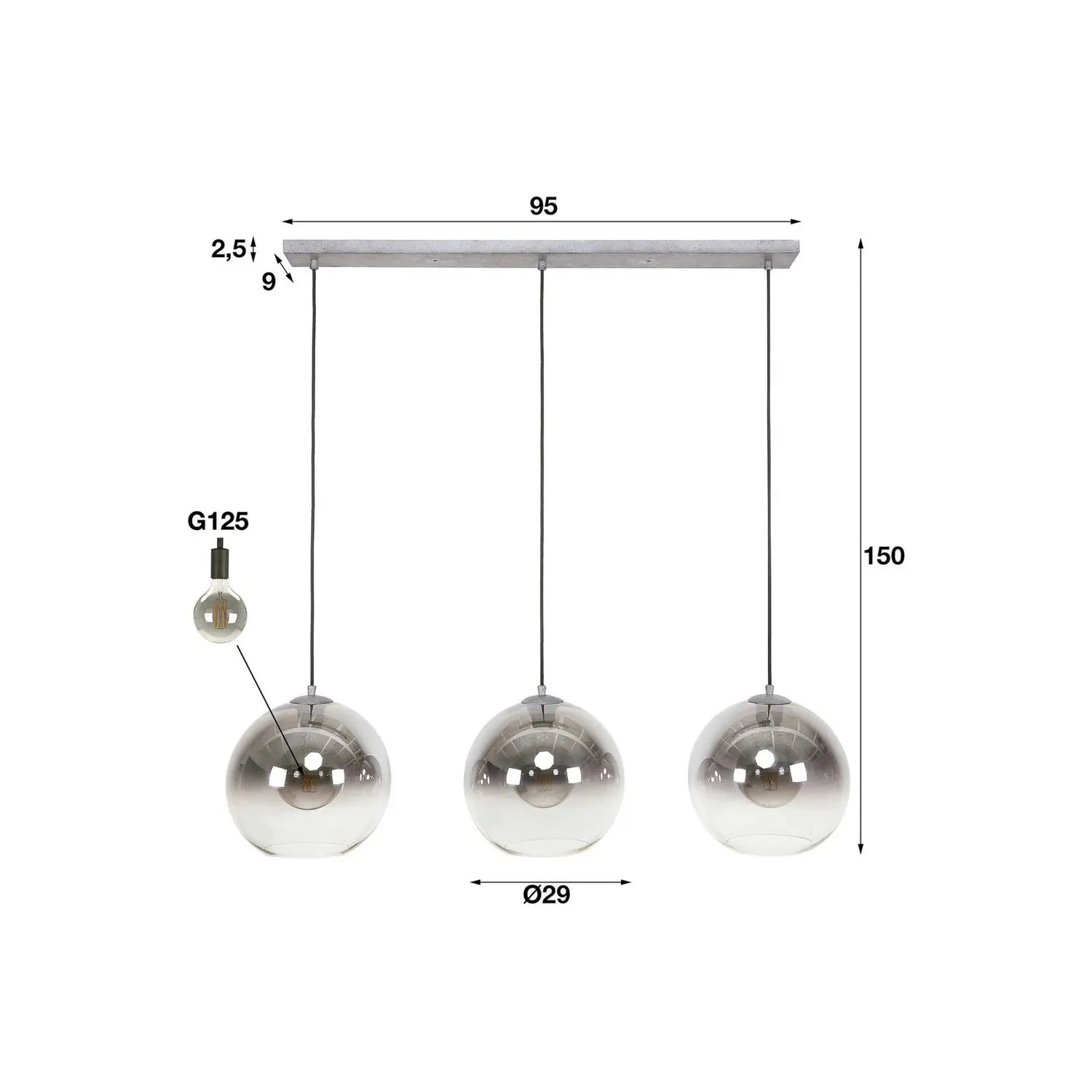 B-Ware Zijlstra Hängeleuchte Allessandra Pendelleuchte Glas 3 Flg Grau Led Siehe Text - 8713244071058