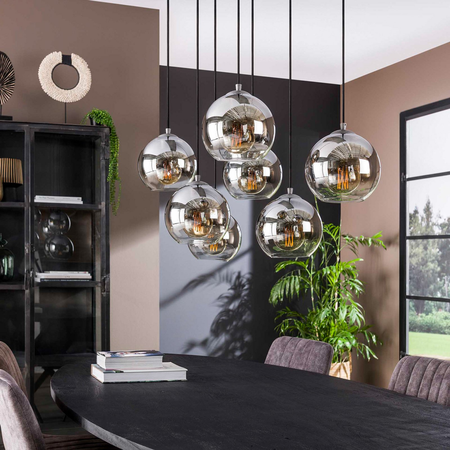B-Ware Hängeleuchte Allessandra Hängelampe Deckenlampe Lampe Glasschirme Siebenflammig