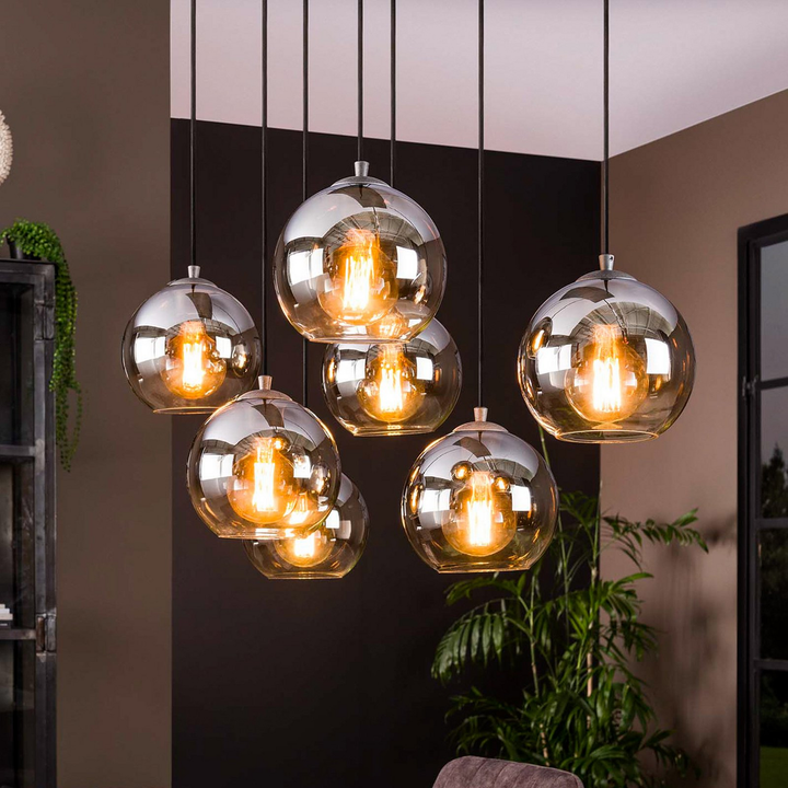 Hängeleuchte Allessandra Hängelampe Deckenlampe Lampe Glasschirme Siebenflammig B-Ware
