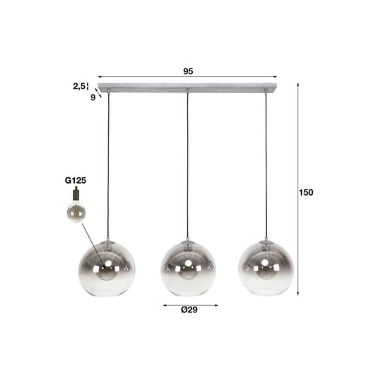 B-Ware Hängeleuchte Allessandra Glasschirme Dreiflammig Deckenlampe Pendelleuchte Lampe - 10010506