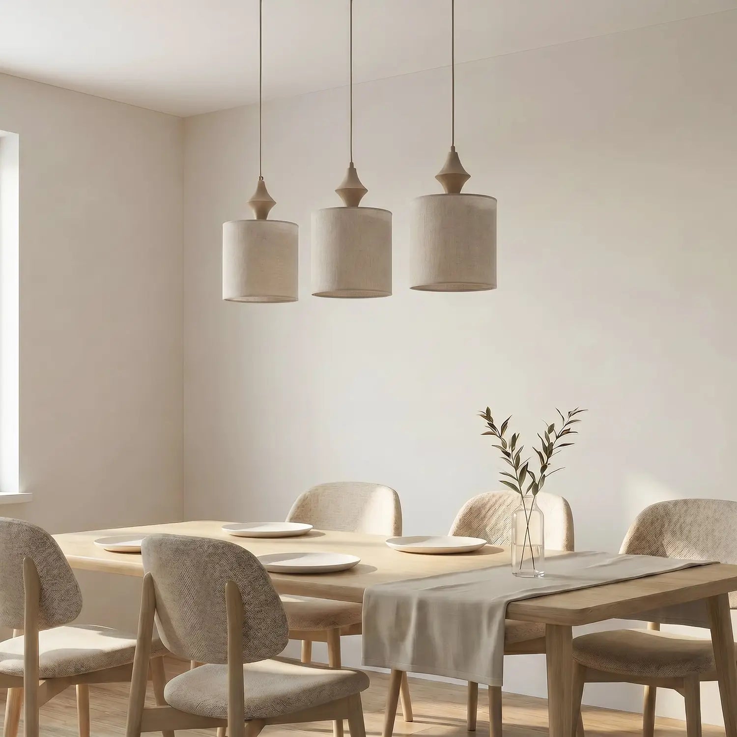 B-Ware Amura Hängeleuchte Pendelleuchte Leuchte Lampe Beige Sand 3 Flammig E27 105 Cm - 5906135114399