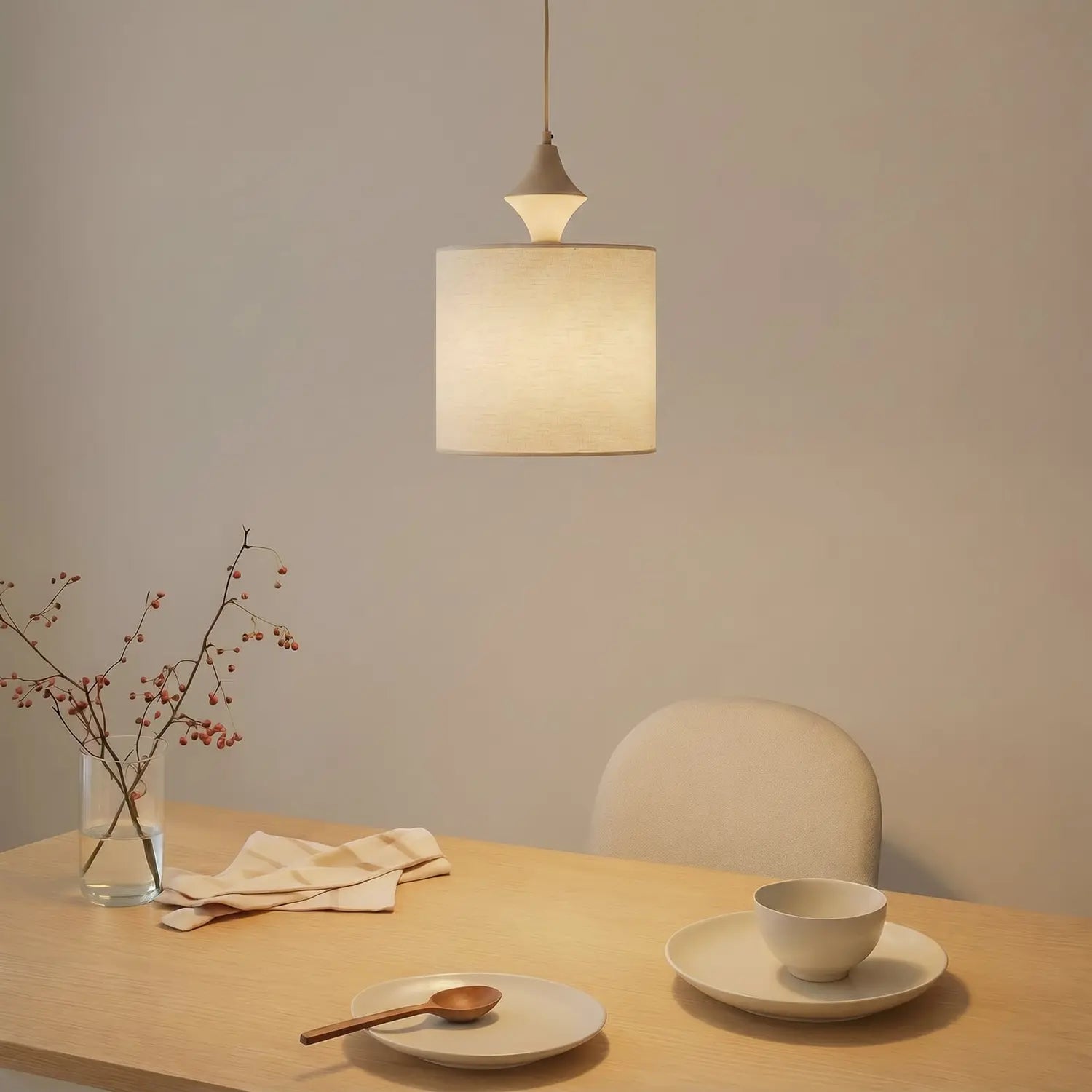 B-Ware Amura Hängeleuchte Pendelleuchte Leuchte Leinen Beige Sand Lampenschirm E27 - 5906135114375