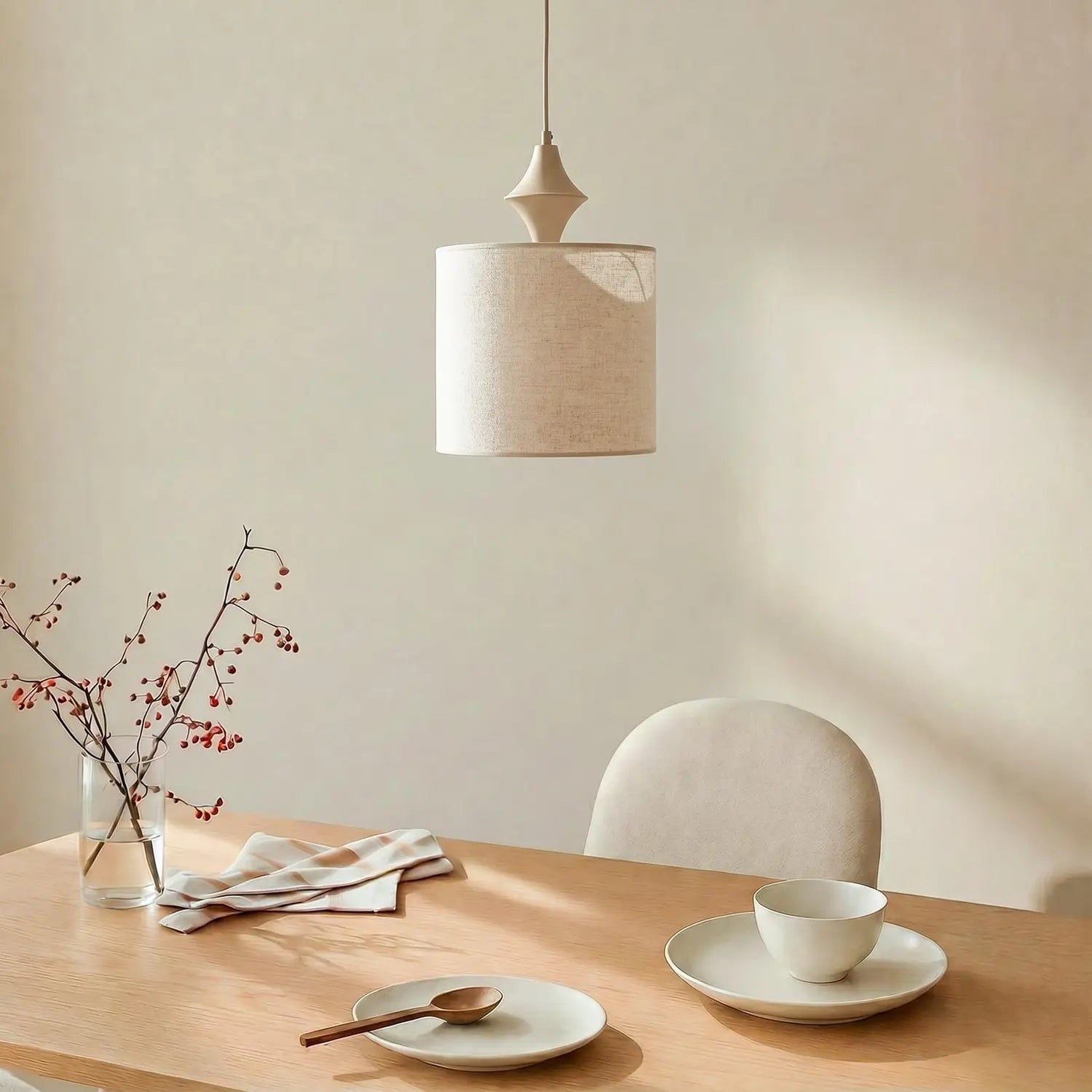 B-Ware Amura Hängeleuchte Pendelleuchte Leuchte Leinen Beige Sand Lampenschirm E27 - 5906135114375