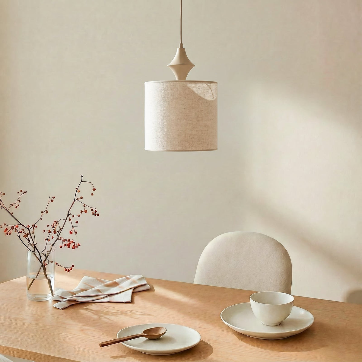 Amura Hängeleuchte Pendelleuchte Leuchte Leinen Beige Sand Lampenschirm E27 - 5906135114375