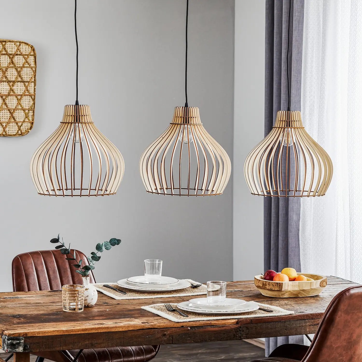 B-Ware Euluna Barrel Hängeleuchte Deckenlampe Pendelleuchte Lampe E27 Holz Siehe Text - 5907623620583