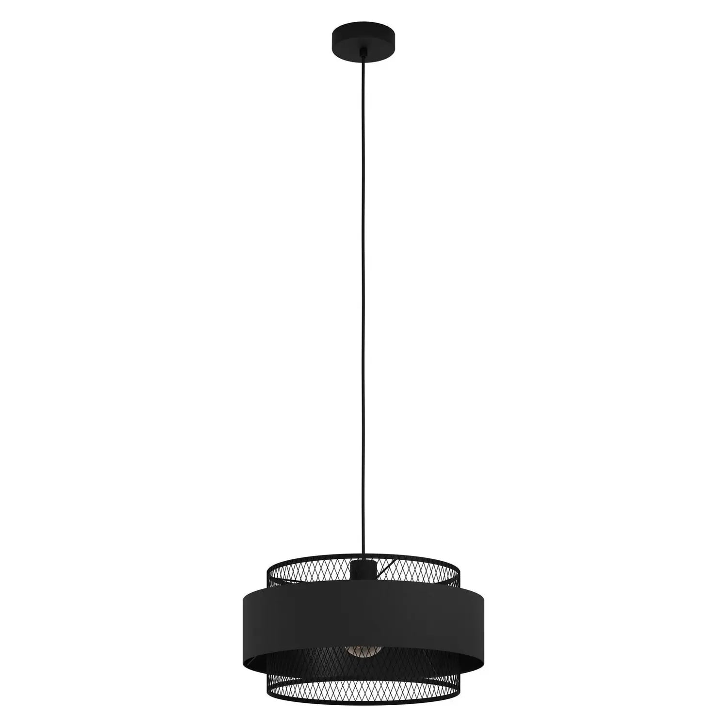 B-Ware Eglo Bazely Hängeleuchte Pendelleuchte Lampe Schwarz Stoff ø 40 Cm 1 Flammig E27 - 9002759436681