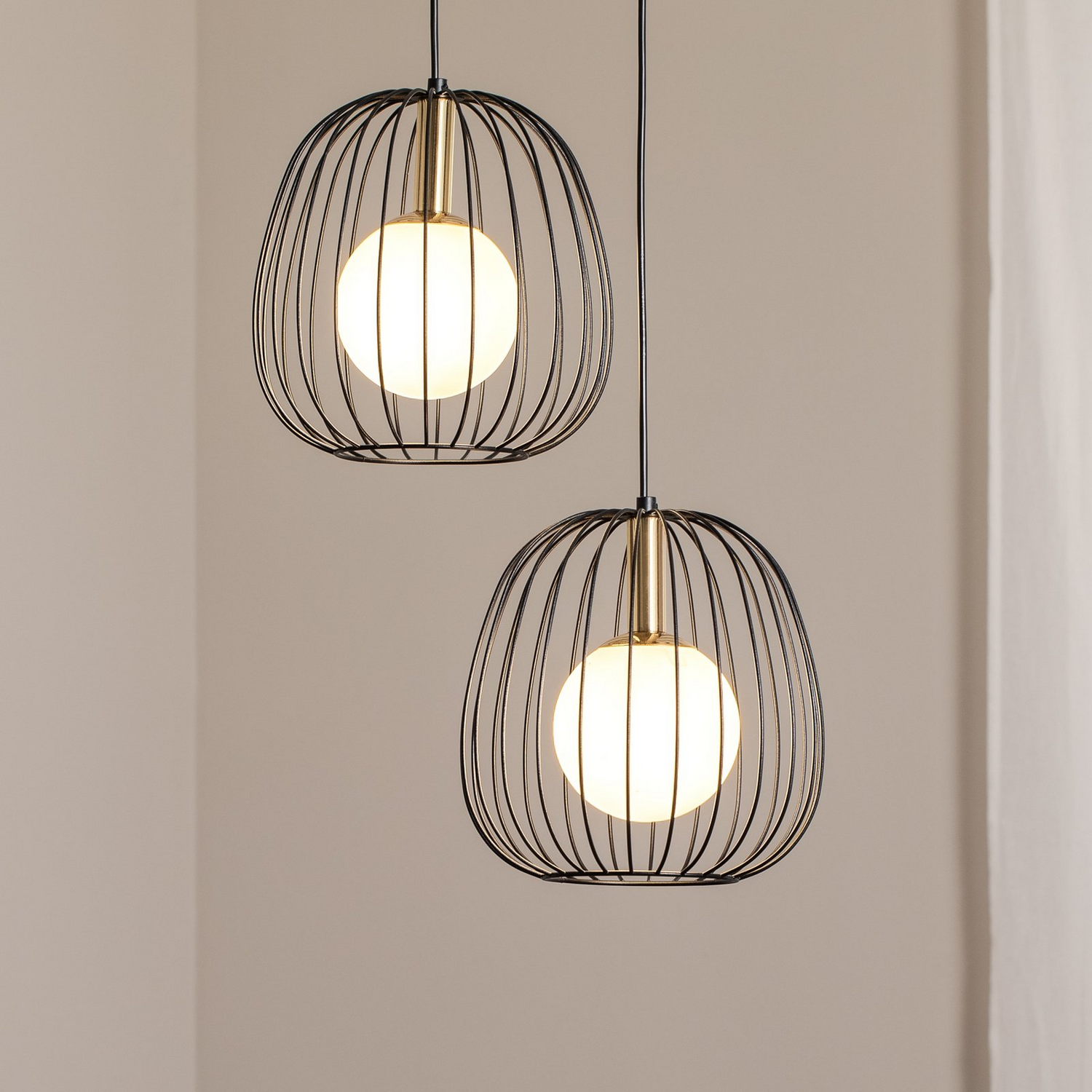 B-Ware Sigma Hängeleuchte Pendellampe Esszimmerlampe Schwarz Gold Weiß 2flg Modern193 - 5905143286432