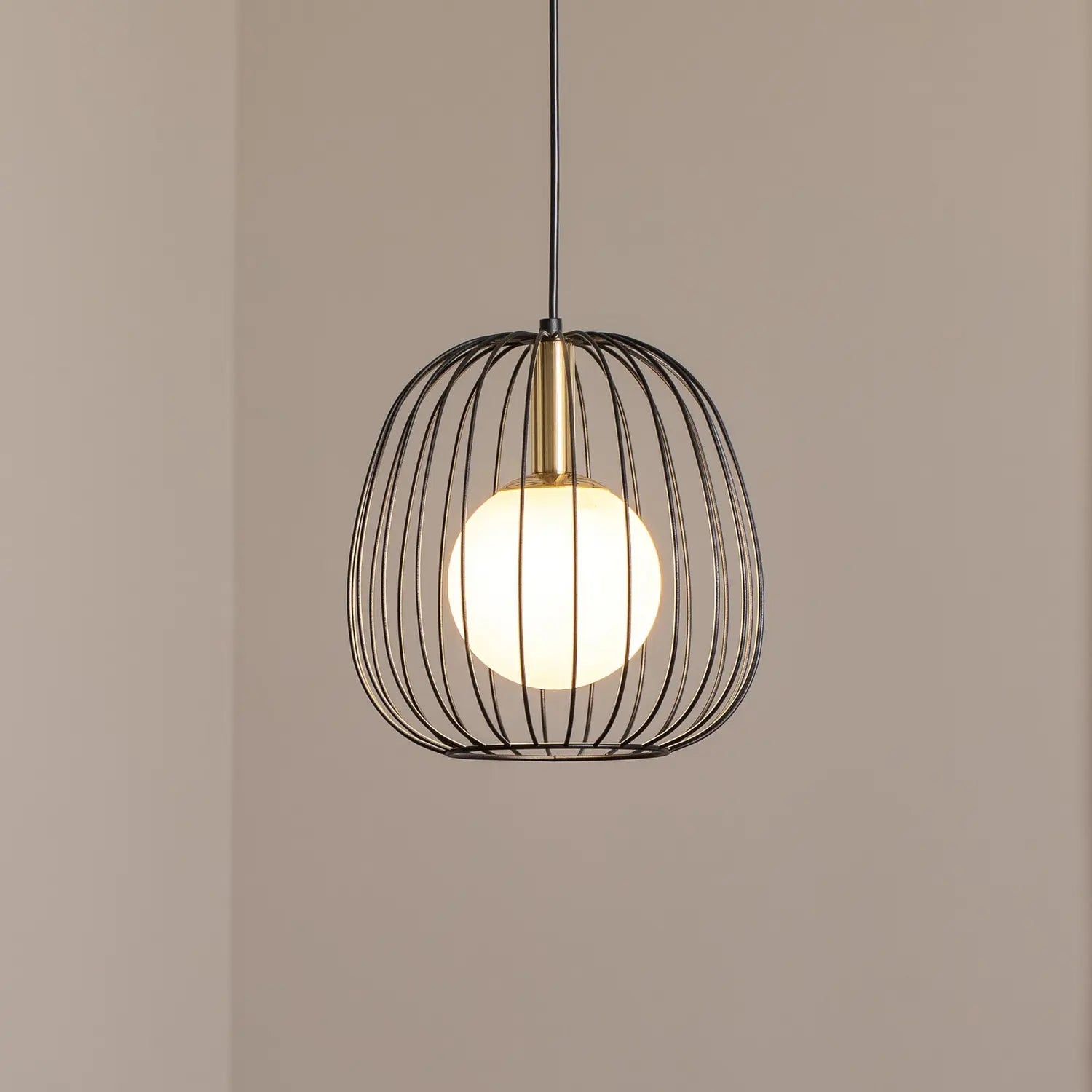 B-Ware Hängeleuchte Pendelleuchte Bell S Lampe Schwarz Gold Weiß 1 Flammig 24 Cm - 5905143286418