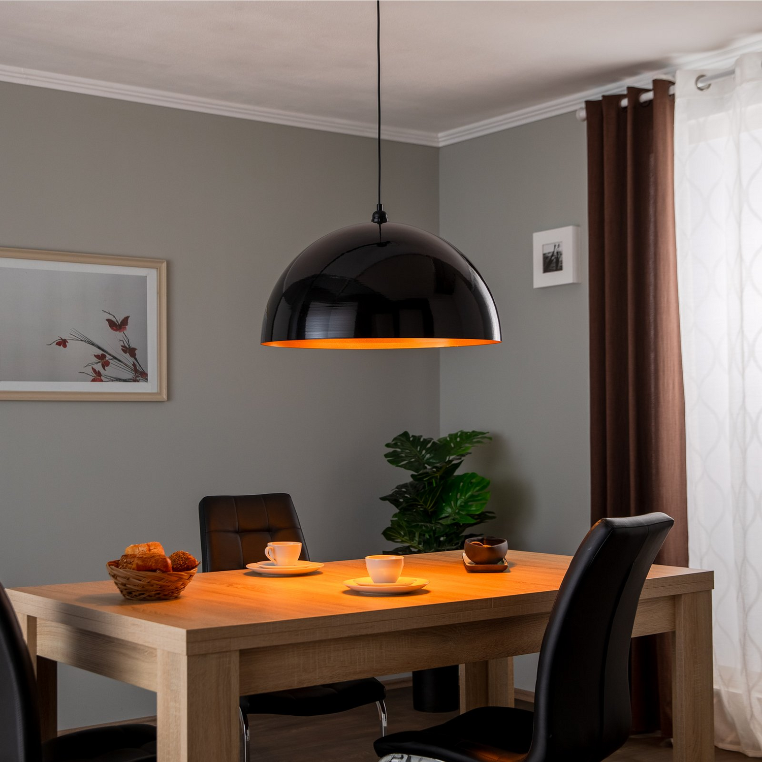 B-Ware Hängeleuchte Berceste 237 S Hängelampe Deckenlampe Leuchte ø60cm Schwarz/Gold - 8681875547061