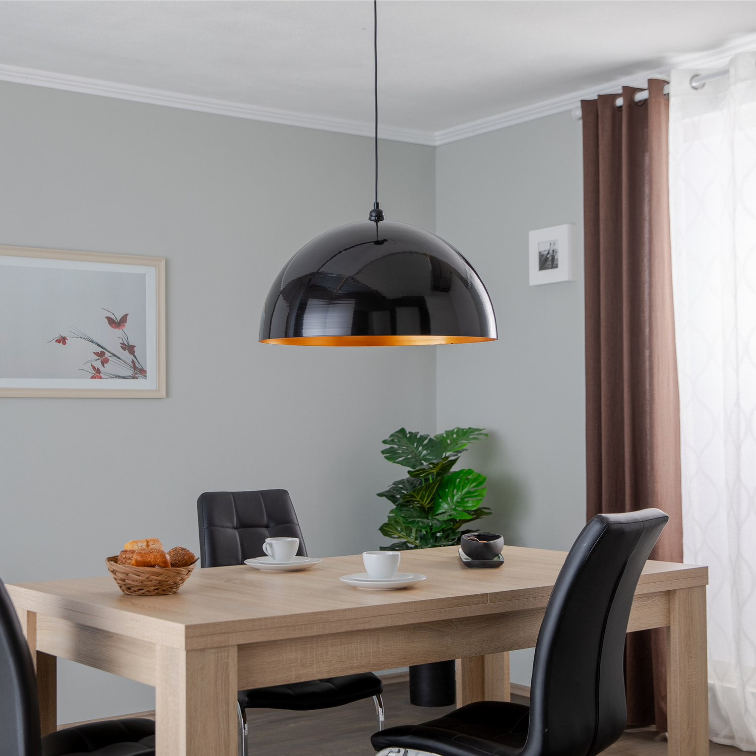B-Ware Hängeleuchte Berceste 237 S Hängelampe Deckenlampe Leuchte ø60cm Schwarz/Gold - 8681875547061