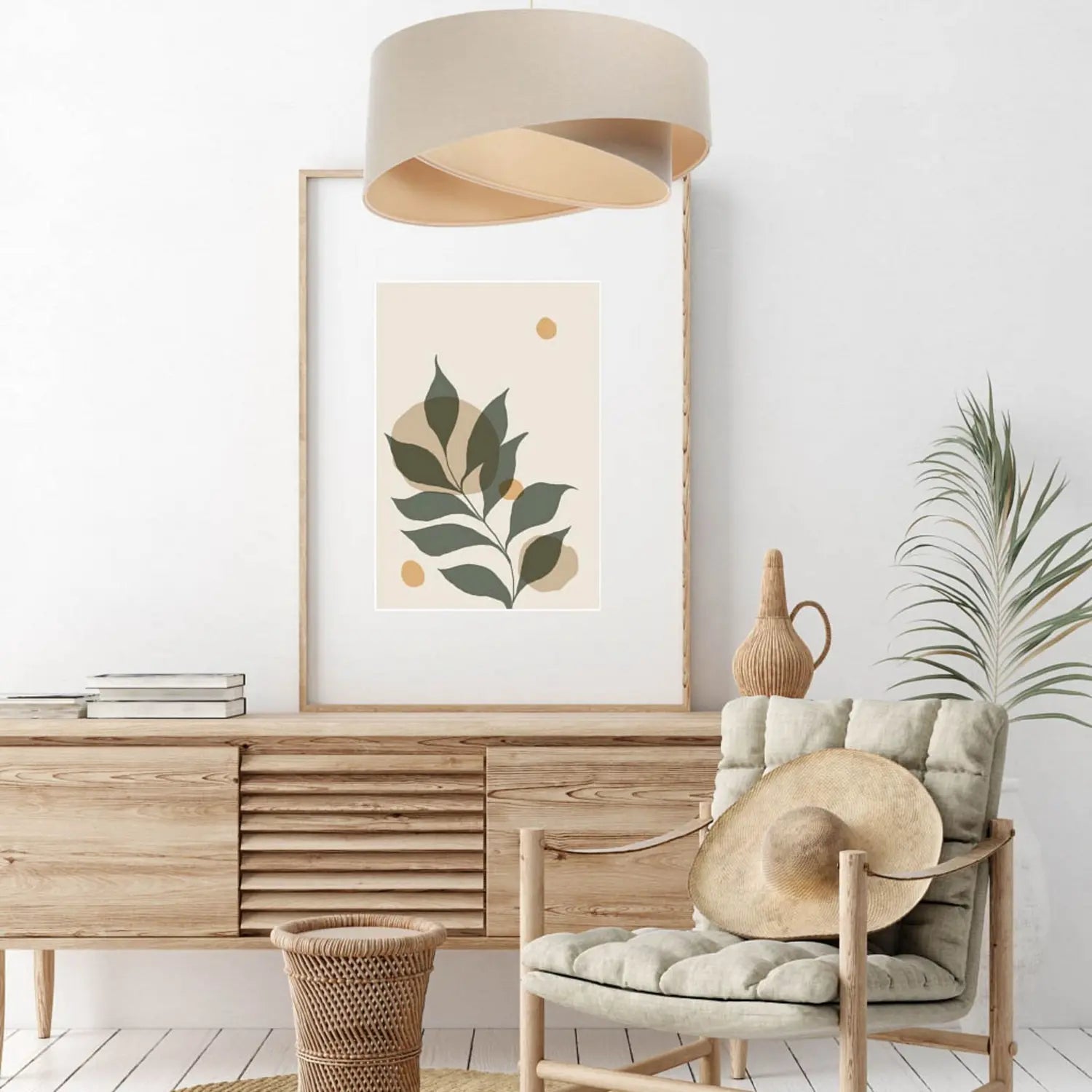 B-Ware Maco Design Hängeleuchte Pendelleuchte Boho Lampe Creme Beige Leinen ø50cm H23cm - 5906742015195