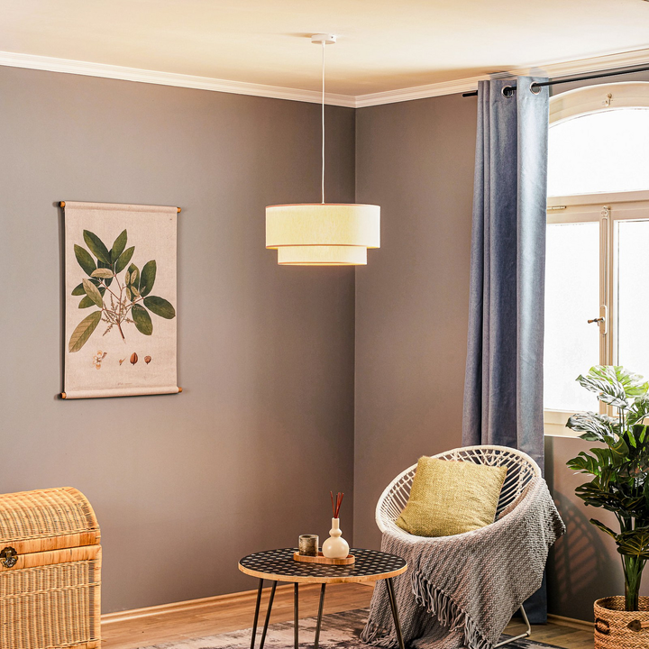 Hängeleuchte Boho Doppelschirm Beige E27 Hängelampe Deckenlampe Siehe Text/Foto B-Ware - 5903689181082