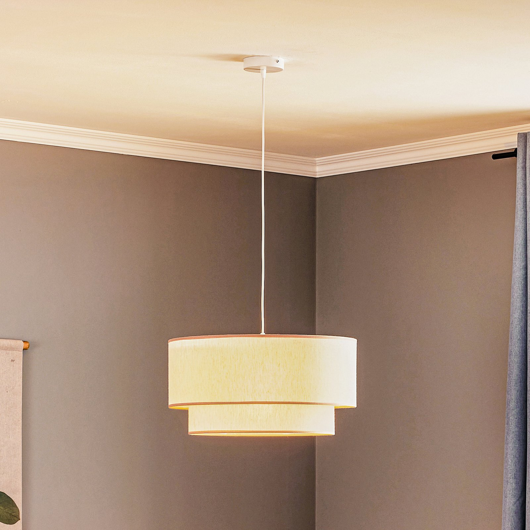 Hängeleuchte Boho Doppelschirm Beige E27 Hängelampe Deckenlampe Siehe Text/Foto B-Ware - 5903689181082