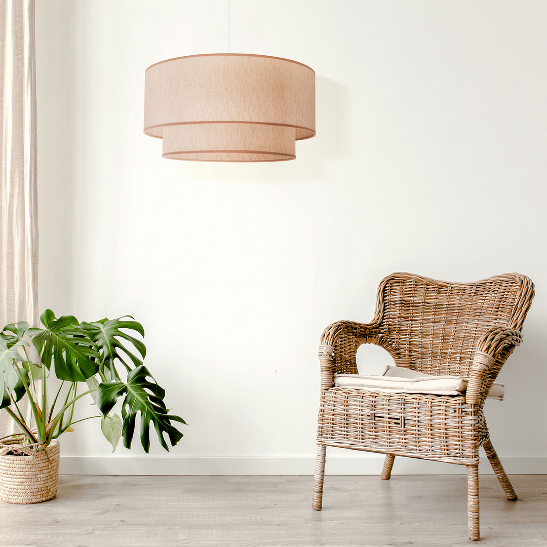 Hängeleuchte Boho Doppelschirm Beige E27 Hängelampe Deckenlampe Siehe Text/Foto B-Ware - 5903689181082