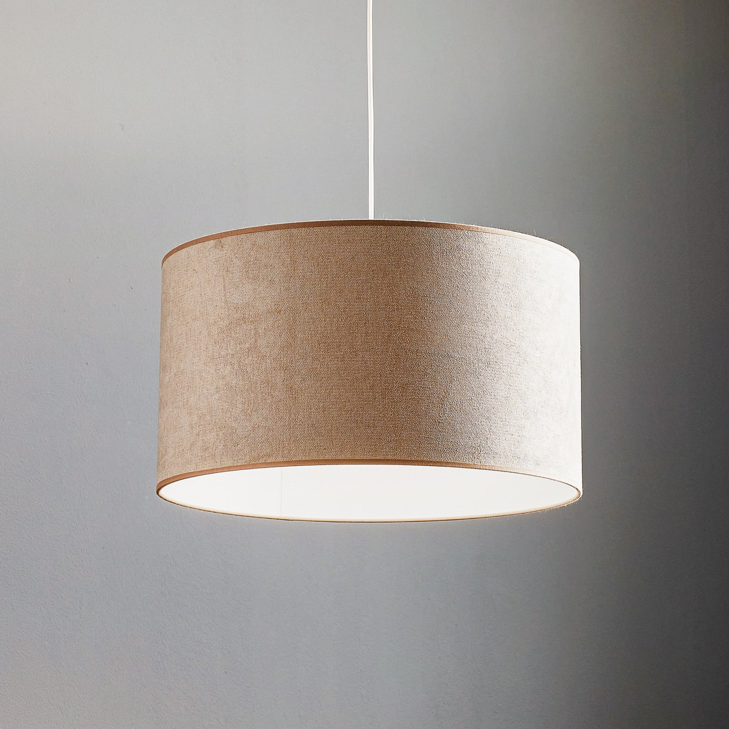 B-Ware Duolla Hängeleuchte Pendelleuchte Lampe Webmuster Beige Textil Kunststoff E27 - 5903689180627