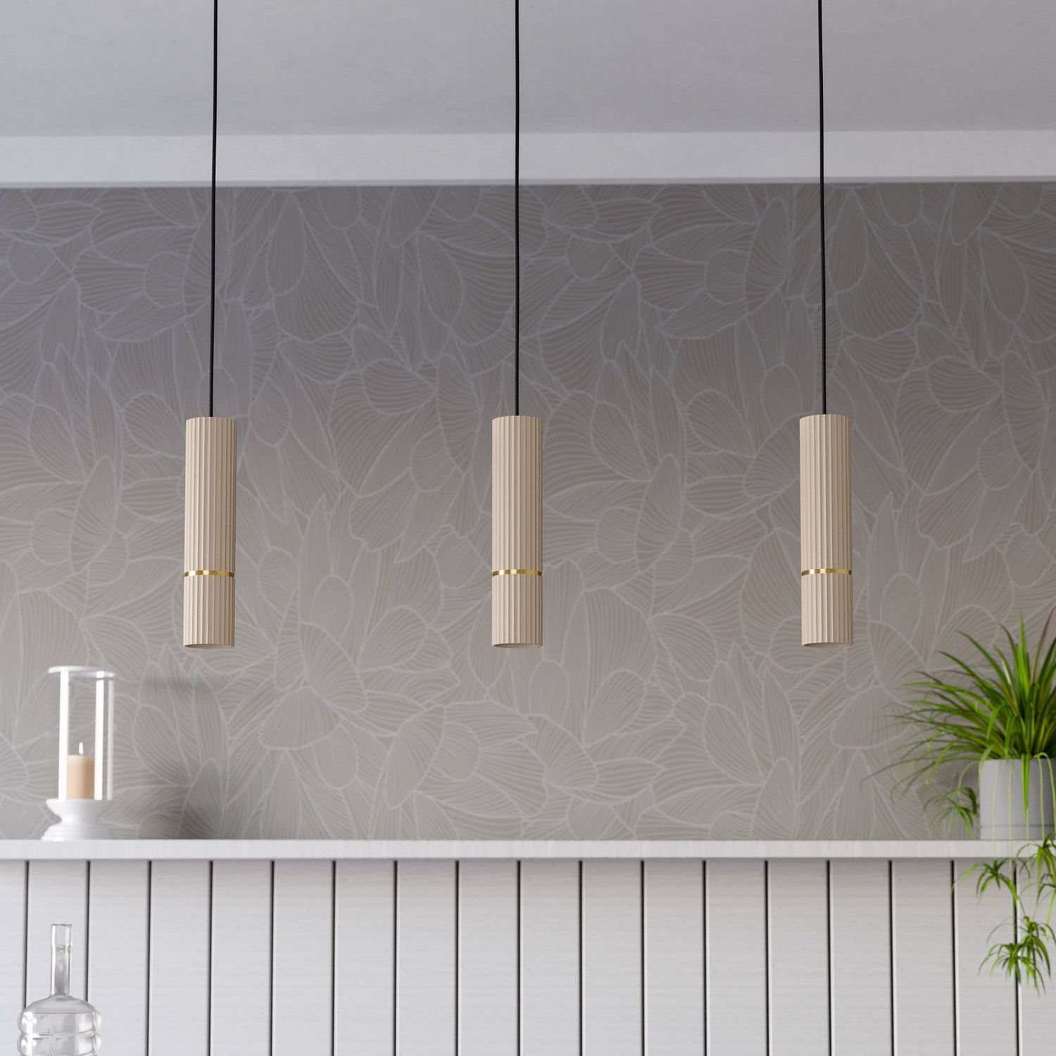 B-Ware Hängeleuchte Caminia Pendelleuchte Lampe Sandfarben Länge 77 Cm Stahl 3flg894 - 9008606312498