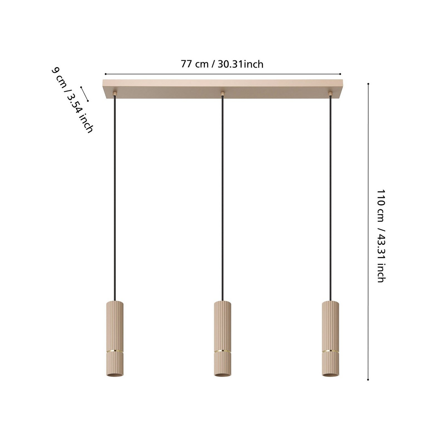 B-Ware Hängeleuchte Caminia Pendelleuchte Lampe Sandfarben Länge 77 Cm Stahl 3flg894 - 9008606312498