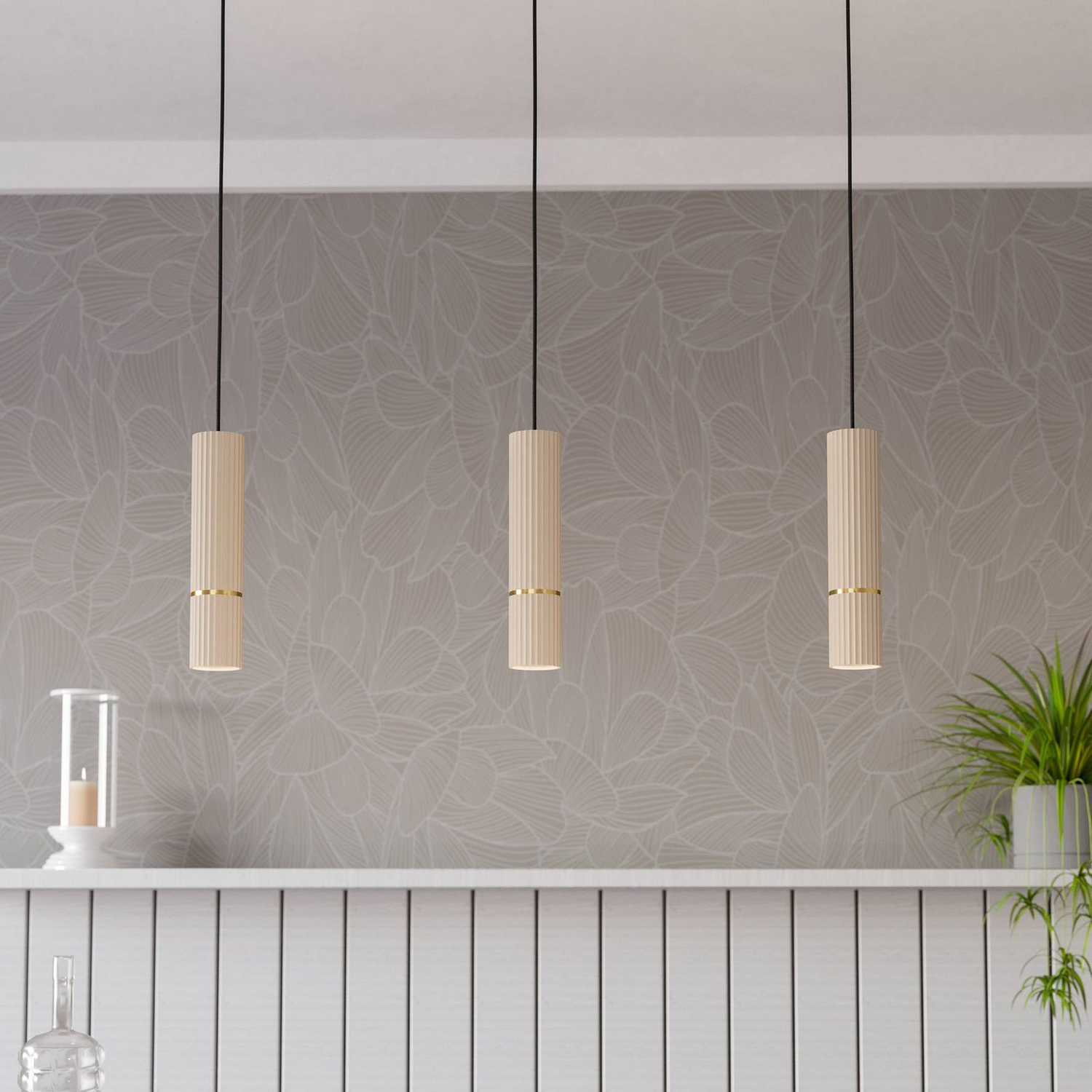 B-Ware Hängeleuchte Caminia Pendelleuchte Lampe Sandfarben Länge 77 Cm Stahl 3flg894 - 9008606312498