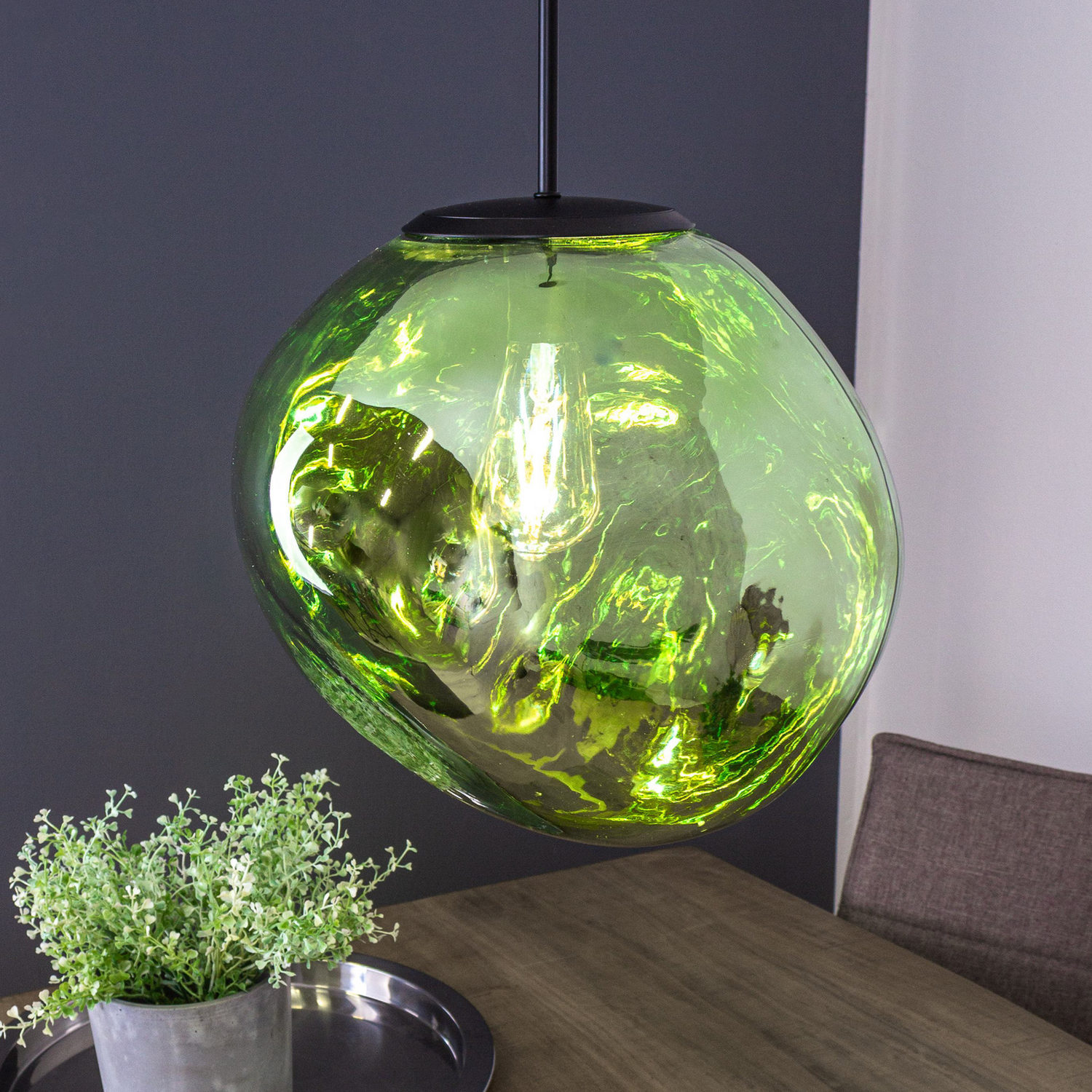 B-Ware Eco Light Hängeleuchte Canopus Grün ø 36 Cm Glas E27 Deckenlampe Lampe Leuchte - 4250294323729