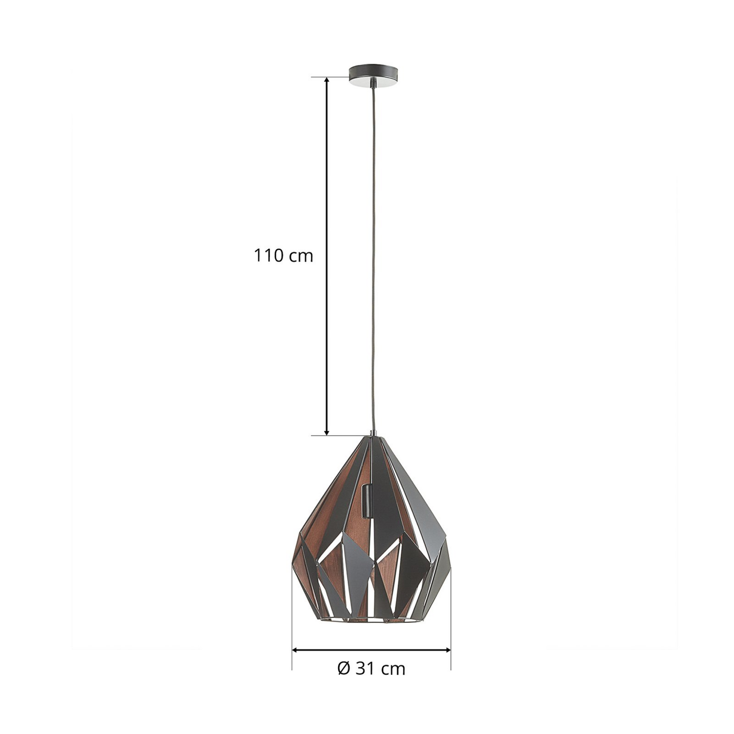 B-Ware Eglo Hängeleuchte Carlton Hängeleuchte Lampe Leuchte E27 Schwarz Kupfer ø 31980 - 9002759492540