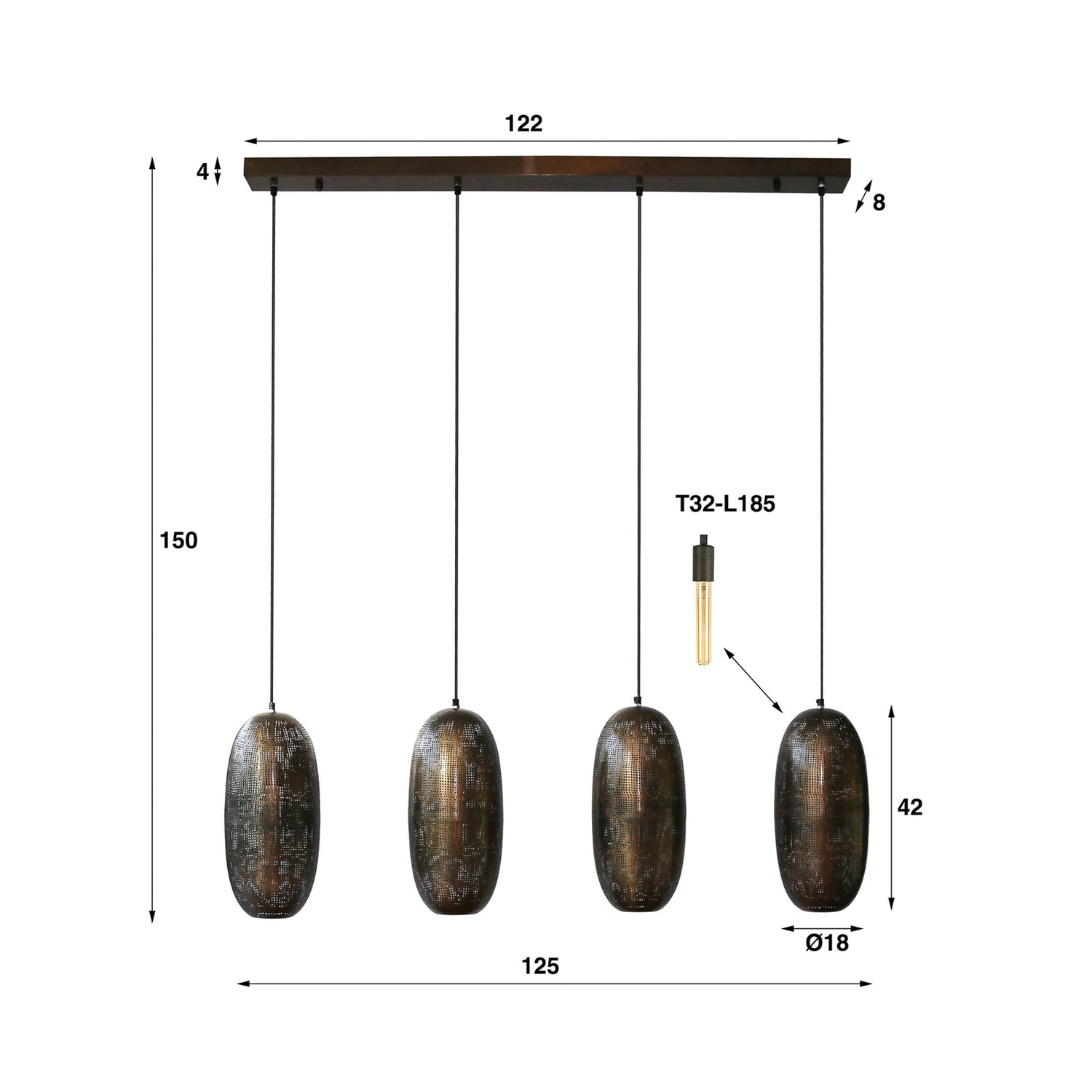 B-Ware Cosima Hängeleuchte Pendelleuchte Esszimmer Bronze Antik Linear Leuchte Lampe - 8713244703331
