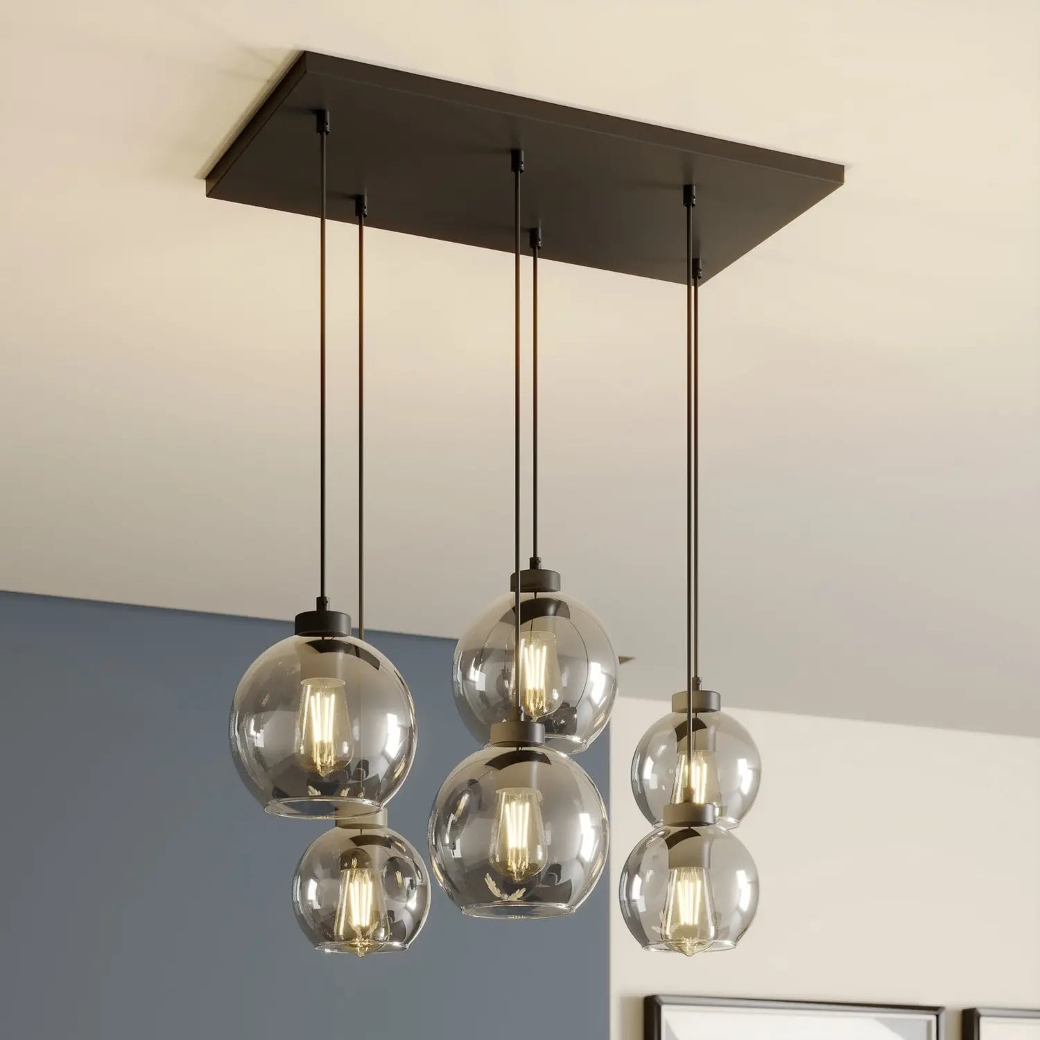 B-Ware Euluna Hängeleuchte Cubus Hängelampe Leuchte 6 Flg E27 Glas Graphit Siehe Text - 5901780528331