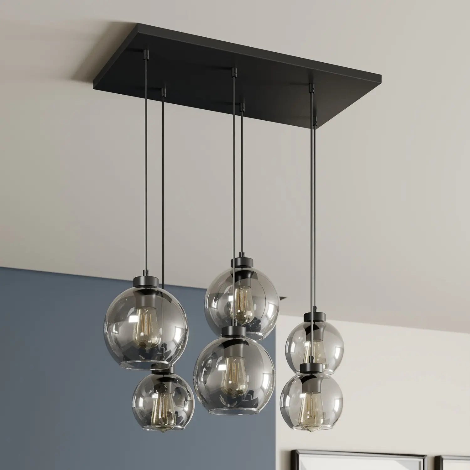 B-Ware Euluna Hängeleuchte Cubus Hängelampe Leuchte 6 Flg E27 Glas Graphit Siehe Text - 5901780528331