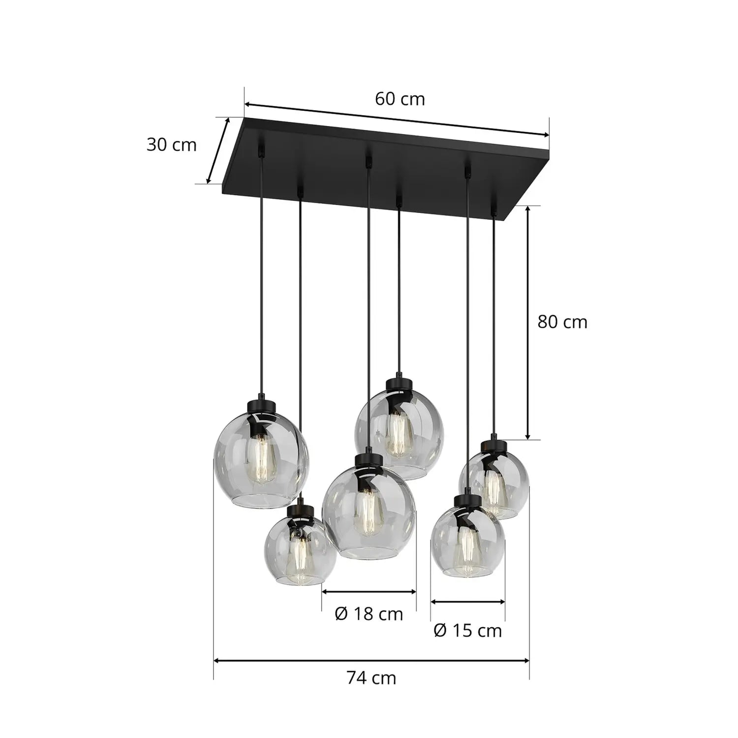 B-Ware Euluna Hängeleuchte Cubus Hängelampe Leuchte 6 Flg E27 Glas Graphit Siehe Text - 5901780528331