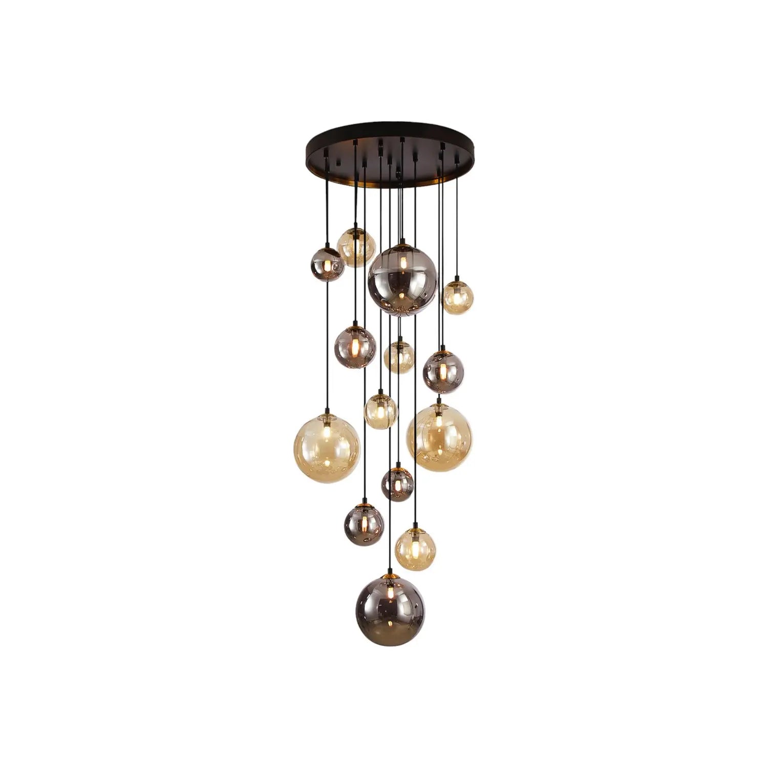 B-Ware Schuller Valencia Hängeleuchte Pendelleuchte Eisen Glas Amber Smoke ø 60 Cm Dark - 8435435333300