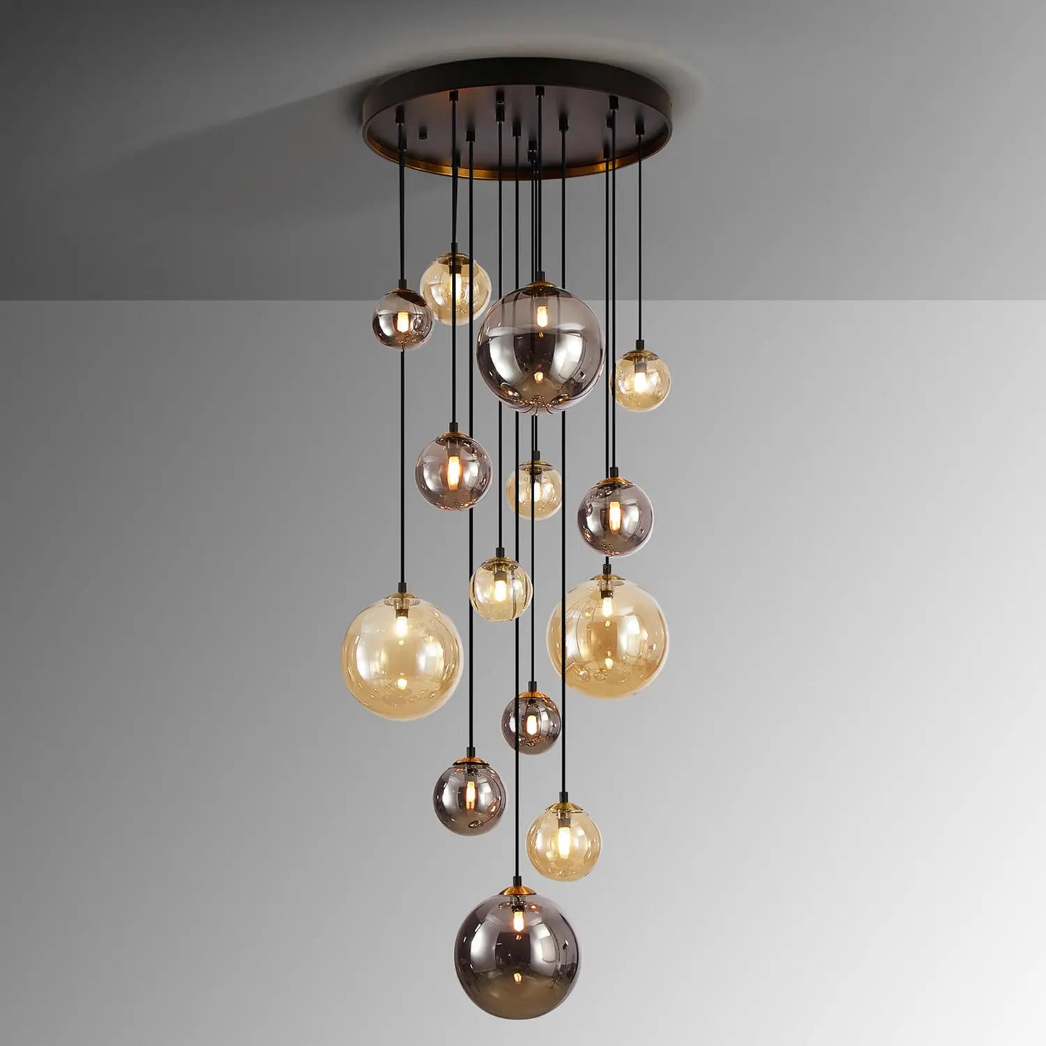 B-Ware Schuller Valencia Hängeleuchte Pendelleuchte Eisen Glas Amber Smoke ø 60 Cm Dark - 8435435333300