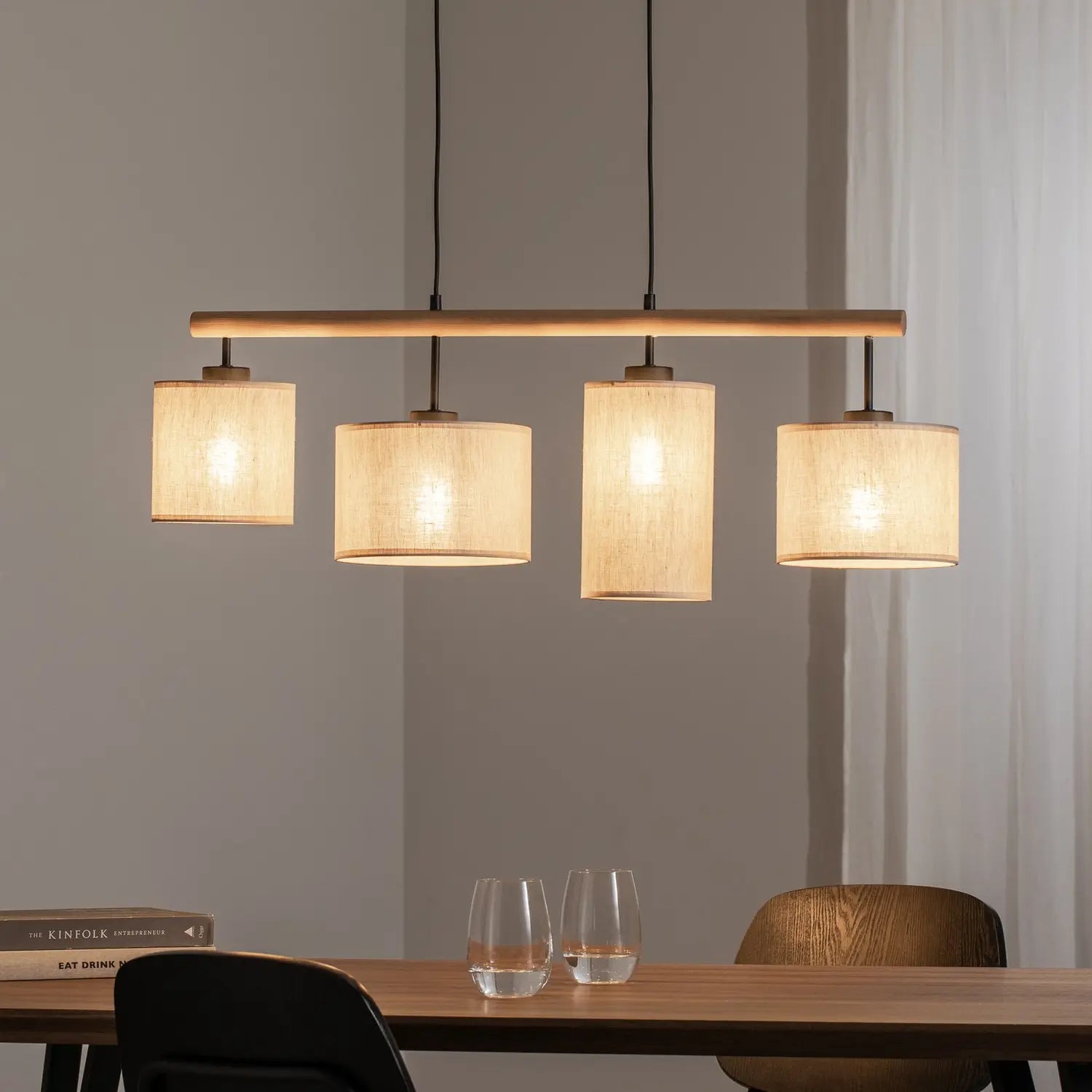 B-Ware Tk Lighting Hängeleuchte Deva Nature 4 Flammig Textil Hängelampe E27 Led Leuc952