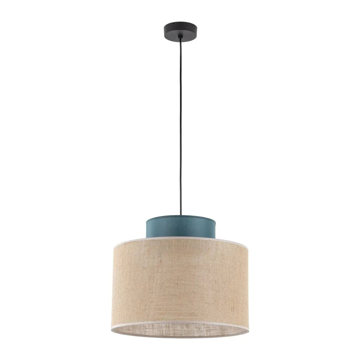 B-Ware Licht Erlebnisse Pendelleuchte Hängeleuchte Duo Juteschirm Petrol Naturbraun - 5901780532567