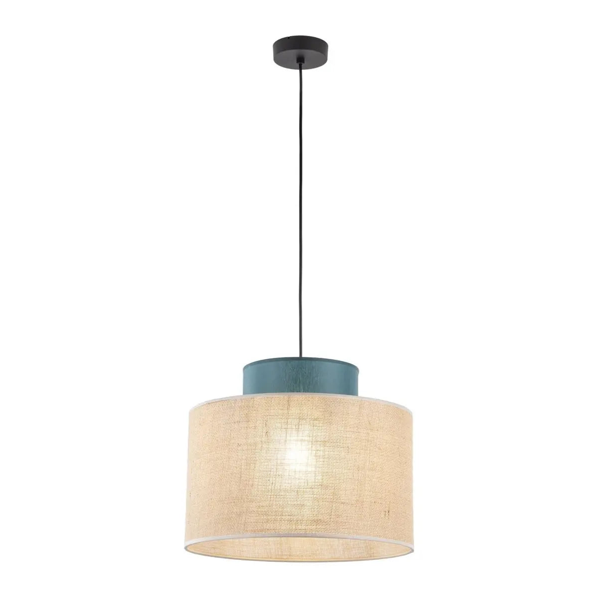 B-Ware Licht Erlebnisse Pendelleuchte Hängeleuchte Duo Juteschirm Petrol Naturbraun966 - 5901780532567