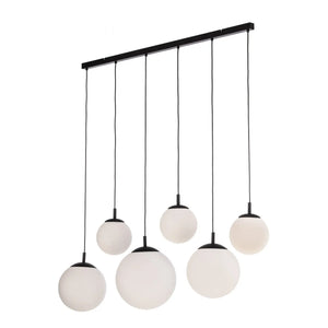 B-Ware Esme Hängeleuchte Pendelleuchte Opalglas Sechsflammig Linear Weiß Satiniert Glas