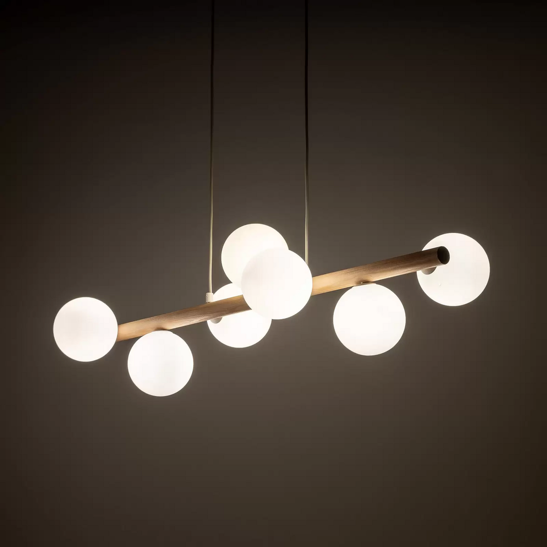 Hängeleuchte Estera Opalglas Holz Siebenflammig Deckenlampe Siehe Text/Foto B-Ware - 5901780559052