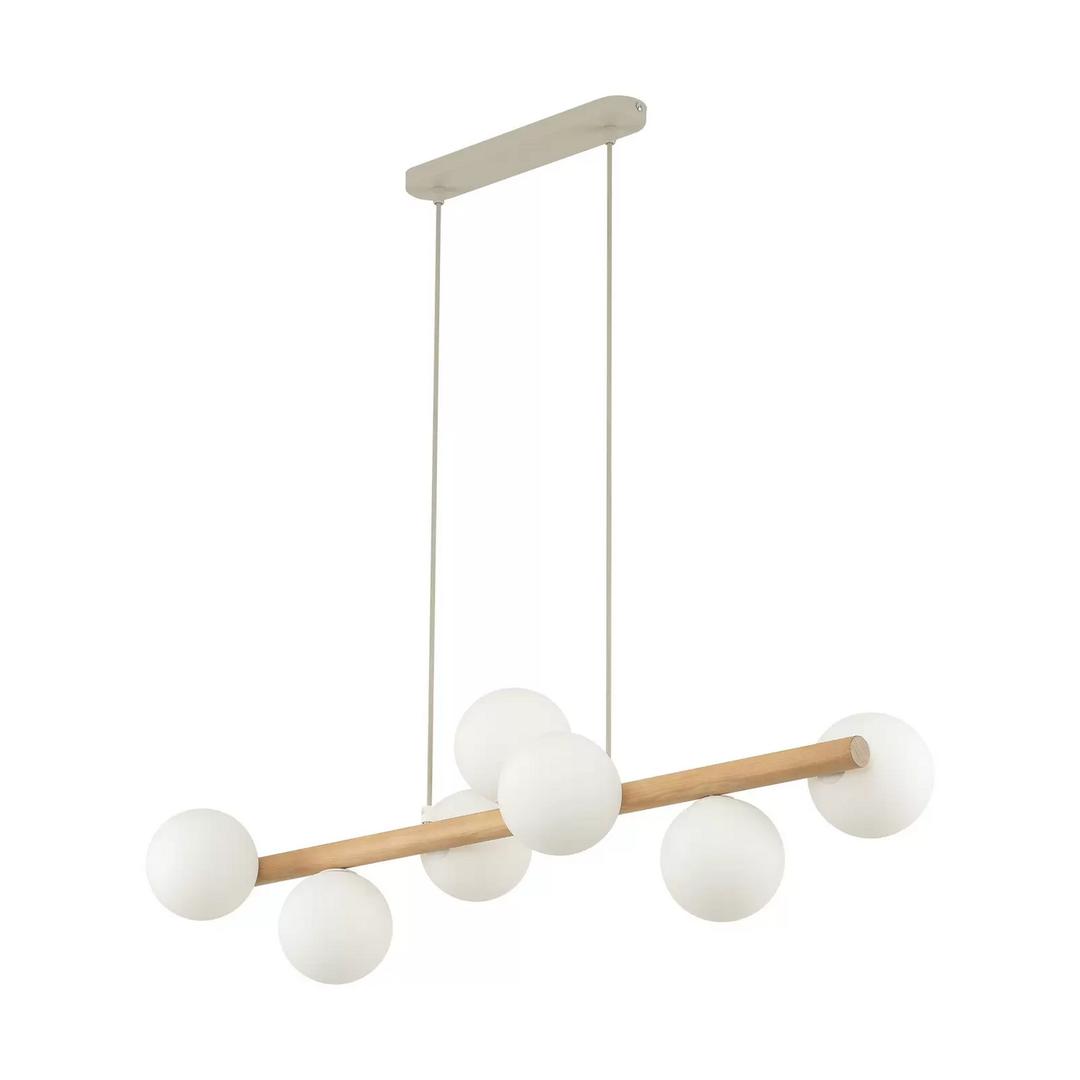 Hängeleuchte Estera Opalglas Holz Siebenflammig Deckenlampe Siehe Text/Foto B-Ware - 5901780559052