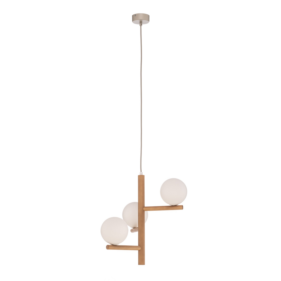 Tk Lighting Hängeleuchte Pendelleuchte Estera Opalglas Holz Weiß Dreiflammig     B-Ware - 5901780567996