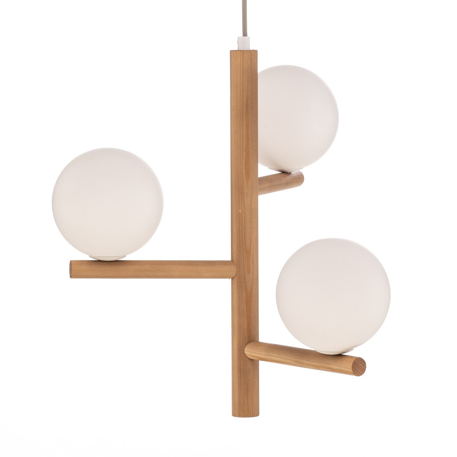 Tk Lighting Hängeleuchte Pendelleuchte Estera Opalglas Holz Weiß Dreiflammig     B-Ware - 5901780567996