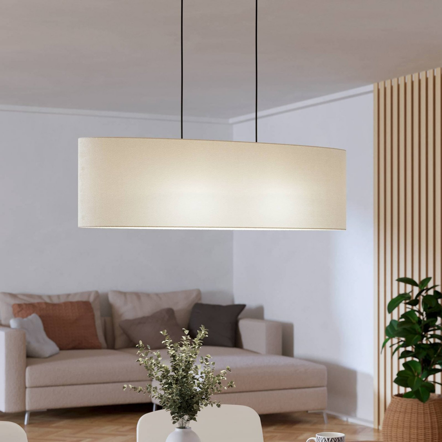 B-Ware Eglo Hängeleuchte Febres Hängelampe Deckenlampe Länge 78 Cm Schwarz/Weiß Stoff