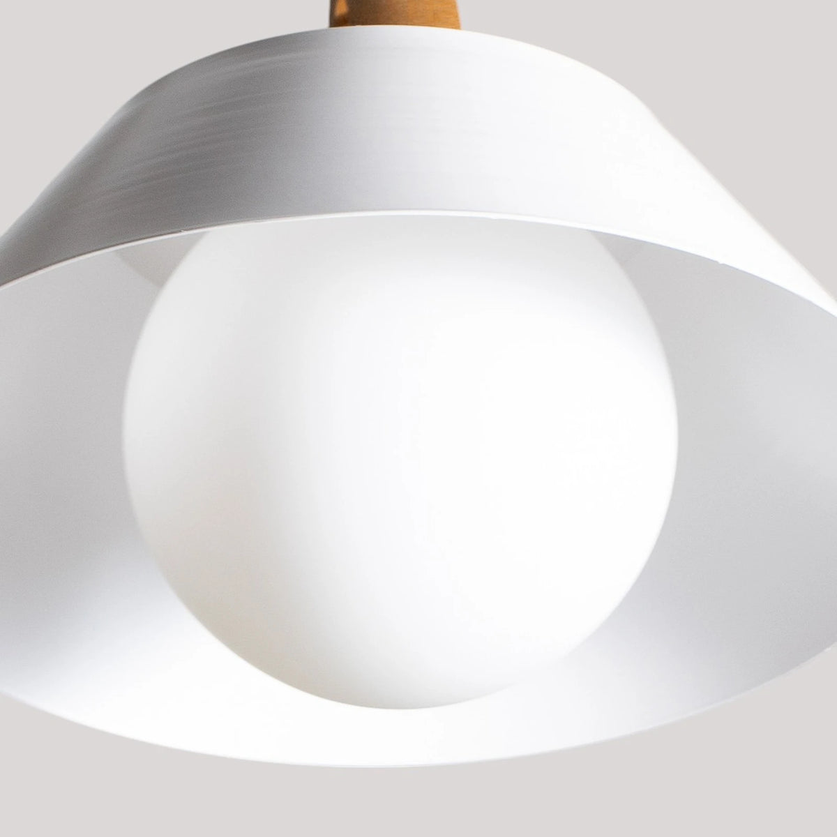 Luminex Hängelampe Pendelleuchte Funda braun/weiß Ø 64 cm Stahl Holz 3-flg - 5907565935073