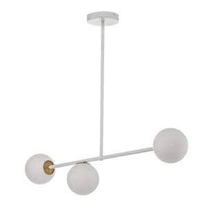 B-Ware Pendelleuchte Gama 3 Hängeleuchte Lampe Weiß 3 Flammig Glas Stahl Gold G9 Led