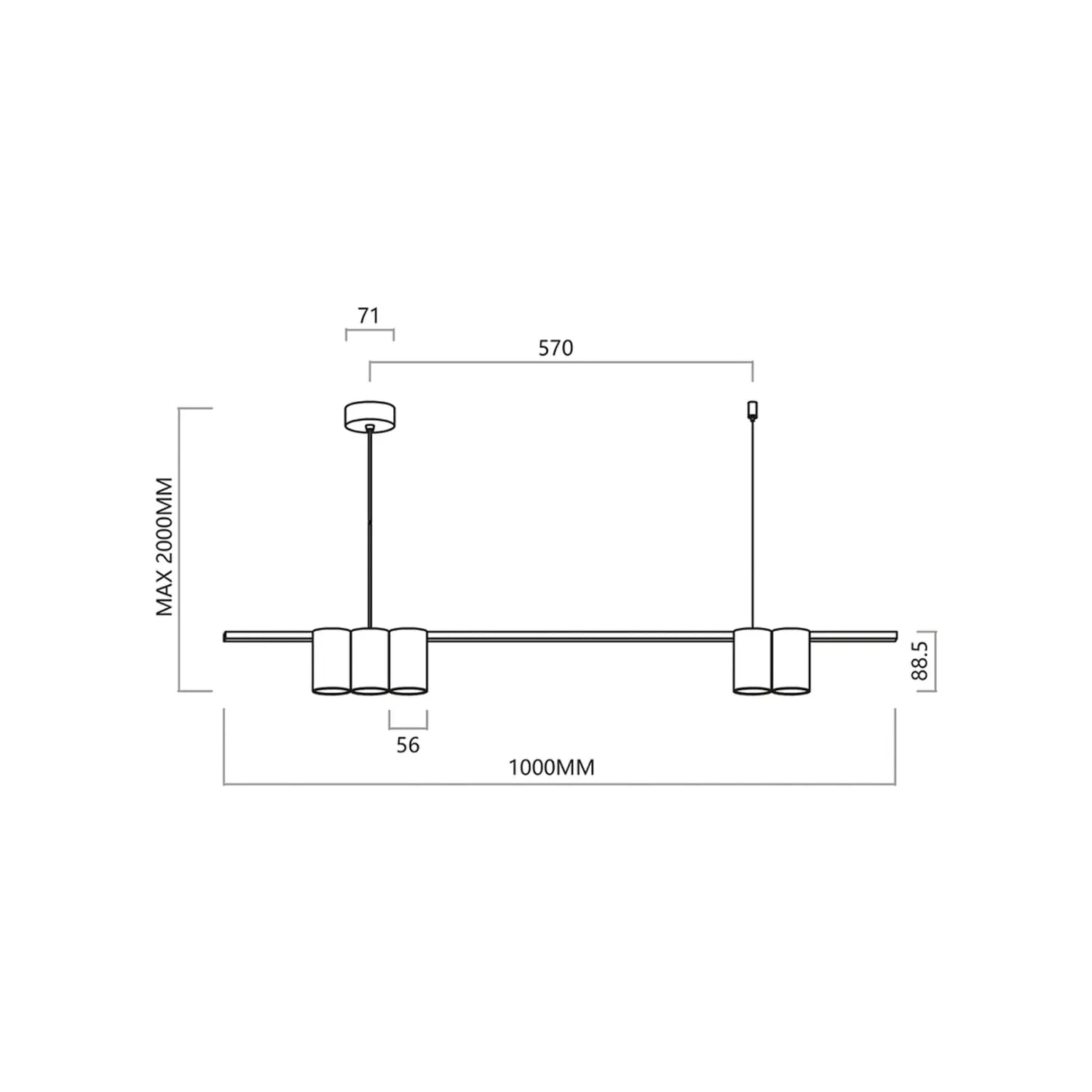 B-Ware Genesis Hängeleuchte Pendelleuchte Lampe Schwarz Aluminium Wohnzimmer 100 Cm - 5902693803676