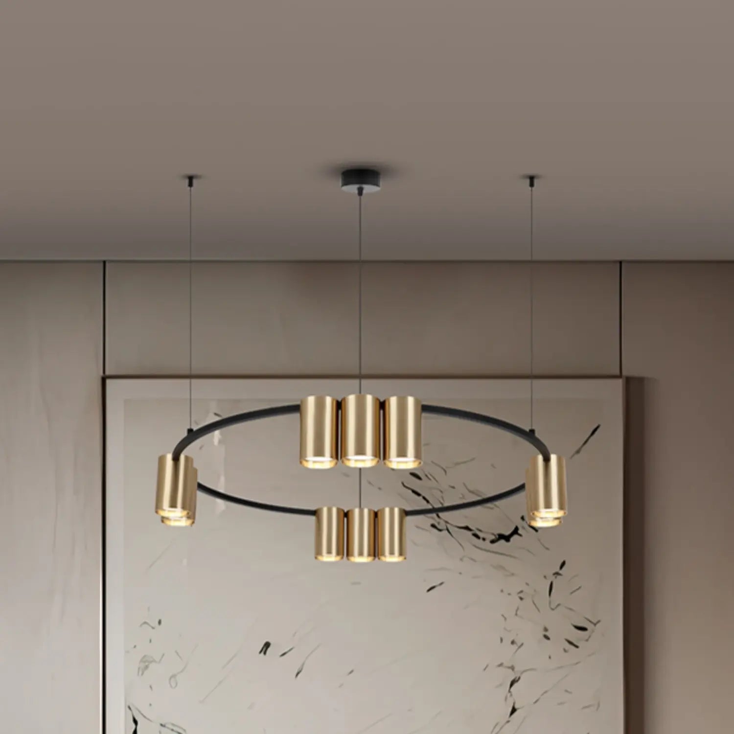 B-Ware Hängeleuchte Genesis Pendelleuchte Aluminium Schwarz Gold Gu10 Led ø 60 Cm Lampe - 5902693803751