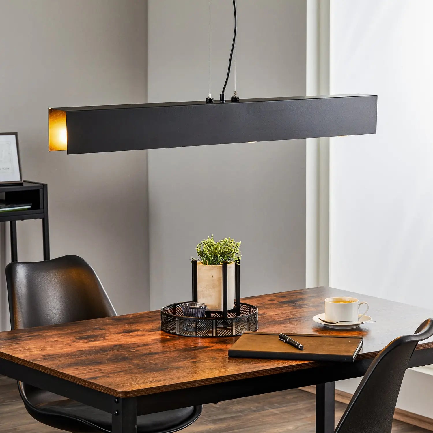 B-Ware Hängeleuchte Gentor 4 Pendelleuchte Leuchte Schwarz Stahl E27 Led Dimmbar 96 Cm - 5901738898530