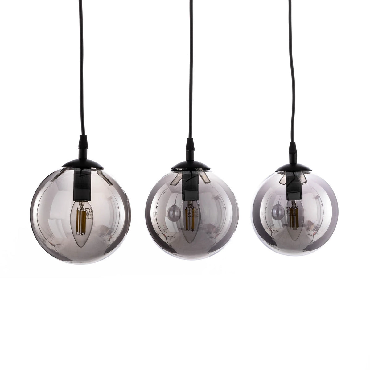 EMIBIG Hängeleuchte Glassy 3-flg gerade schwarz grafit Glas Deckenlampe Leuchte - 5901738919020