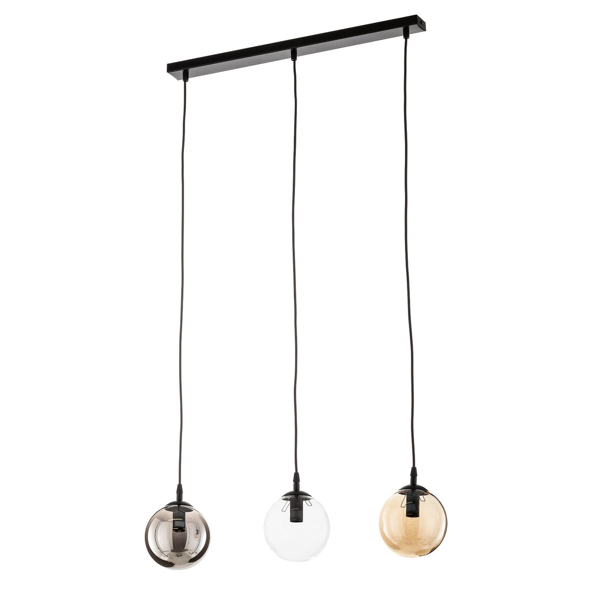 EMIBIG LIGHTING Hängeleuchte Glassy Hängelampe 3-flg gerade grafit amber klar - 5901738919037